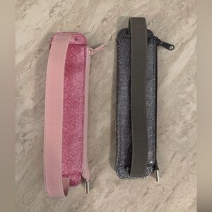 Glittery Pink and Silver Pencil Cases
